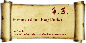 Hofmeister Boglárka névjegykártya